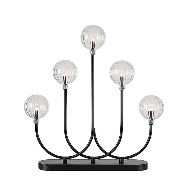 Kerzenhalter Enys, schwarz/klar, Eisen/Glas, 5-flammig, LED günstig online kaufen