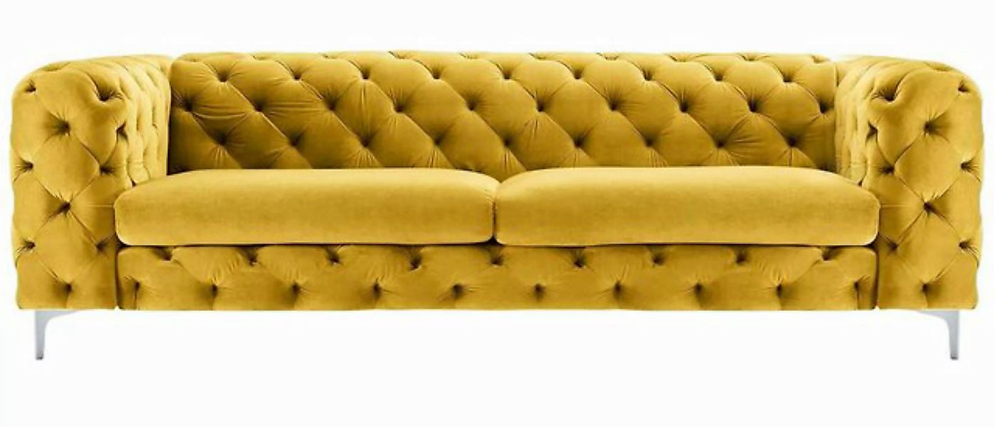 Xlmoebel Sofa Neues modernes Luxusmöbel: Gelbes Dreisitzer Chesterfield-Sof günstig online kaufen