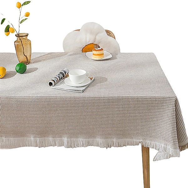 Coonoor Tischdecke Baumwoll-Leinen Waffeltischdecke mit Quasten günstig online kaufen