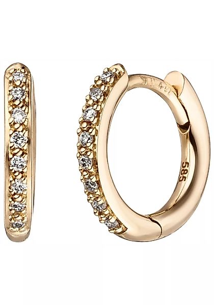JOBO Paar Creolen, 585 Gold mit 16 Diamanten 12 mm günstig online kaufen