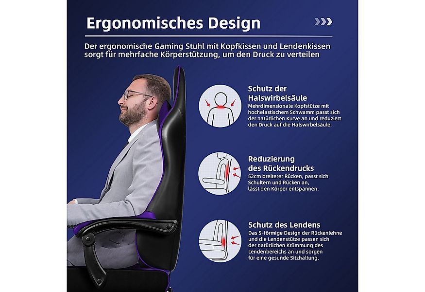 Hiazurm Gaming-Stuhl Gaming Stuhl, Bürostuhl Ergonomisch Wippfunktion bis z günstig online kaufen