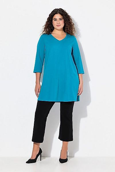 Ulla Popken Longshirt Longshirt A-Linie V-Ausschnitt 3/4-Arm günstig online kaufen