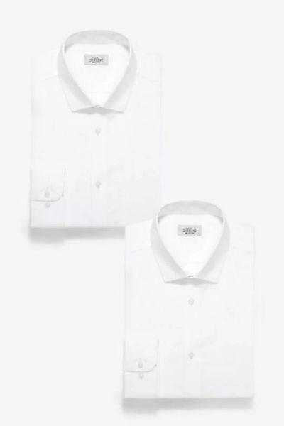 Next Langarmhemd Slim-Fit-Hemden aus Baumwolle in Doppelpack (2-tlg) günstig online kaufen