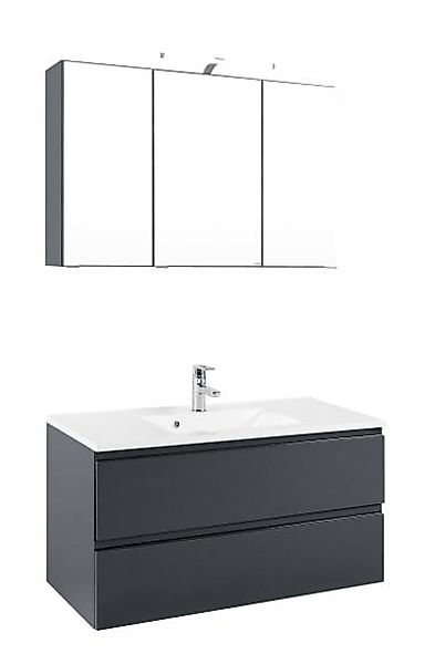 Waschtisch-Set 100 Cardiff inkl LED Beleuchtung von Held Möbel Graphit günstig online kaufen