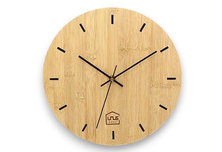 UNUS HOME Wanduhr Wand-Uhr (ohne Tickgeräusche, Bambus-Holz, leise modern a günstig online kaufen