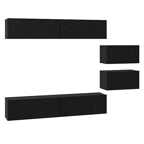 vidaXL TV-Schrank-Set 6-Tlg Schwarz Eichen-Optik 80 x 30 x 30,5 cm S 339316 günstig online kaufen