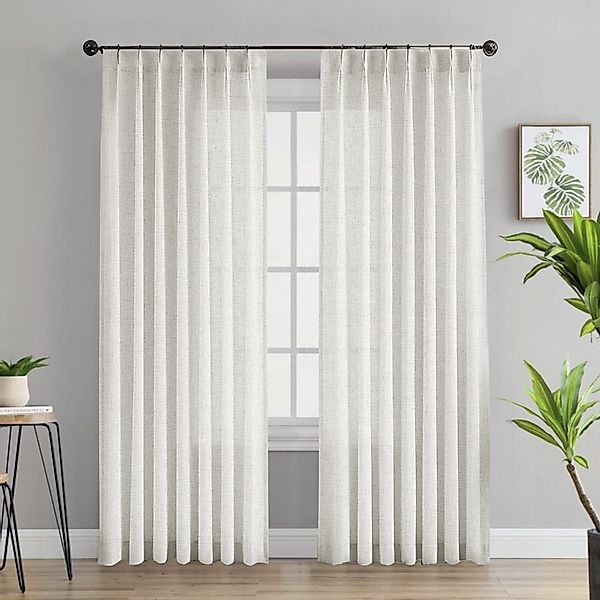 Jibenhome Gardine Leinenoptik Voile Vorhänge Modern günstig online kaufen
