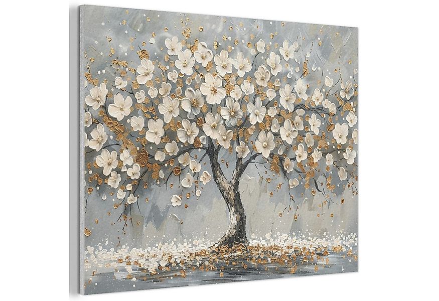 MuchoWow Gemälde Baum - Gold - Blumen - Abstrakt - Kunst, Fotodruck (1 St), günstig online kaufen