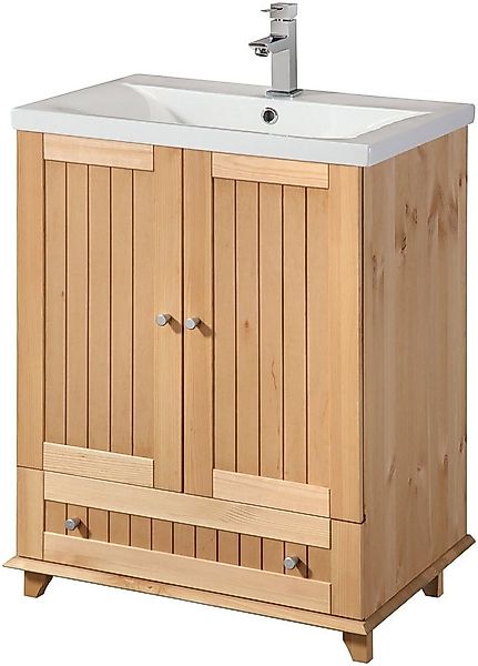 welltime Waschtisch Venezia, Badmöbel, aus massiver Kiefer, mit Keramikbeck günstig online kaufen