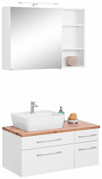 welltime Badmöbel-Set "Davos" 3 Stk. tlg. Breite 50 cm, mit eckigem Waschbe günstig online kaufen