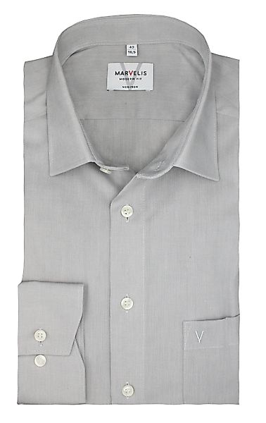MARVELIS Businesshemd Grau, Modern Fit, Bügelfrei, günstig online kaufen