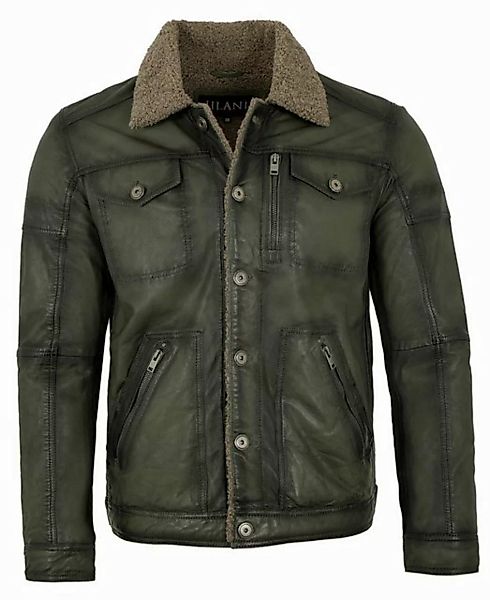 Jilani Lederjacke Hajo-2 Jilani - Herren Lederjacke Lammnappa Kunstfell grü günstig online kaufen