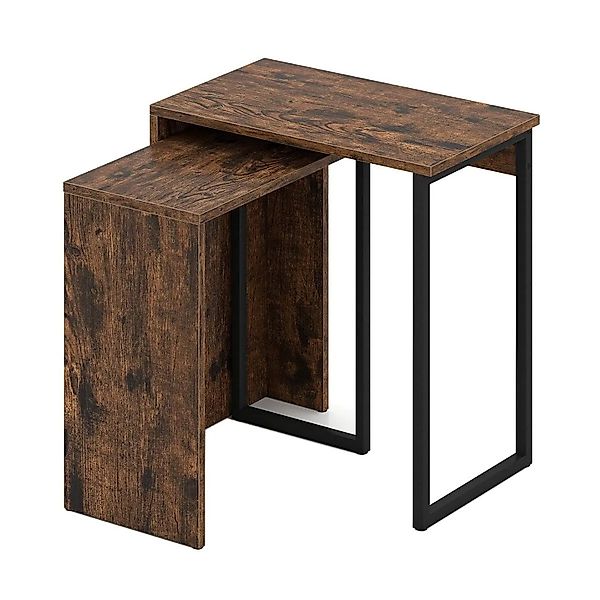 Costway Couchtisch 2er Set Beistelltisch Wohnzimmertisch Braun günstig online kaufen