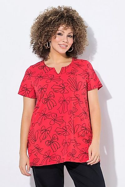 Ulla Popken T-Shirt T-Shirt Schleifen A-Linie Tunika-Ausschnitt günstig online kaufen