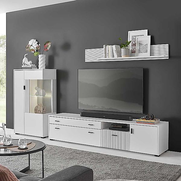 Wohnwand in Weiß modernem Design (dreiteilig) günstig online kaufen