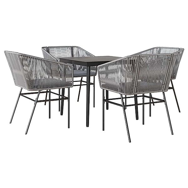 vidaXL 5-Tlg Garten-Essgruppe mit Kissen Grau Poly Rattan Glas 3334528 günstig online kaufen