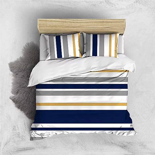 Traumschlaf Premium Satin Bettwäsche Streifen blau grau günstig online kaufen