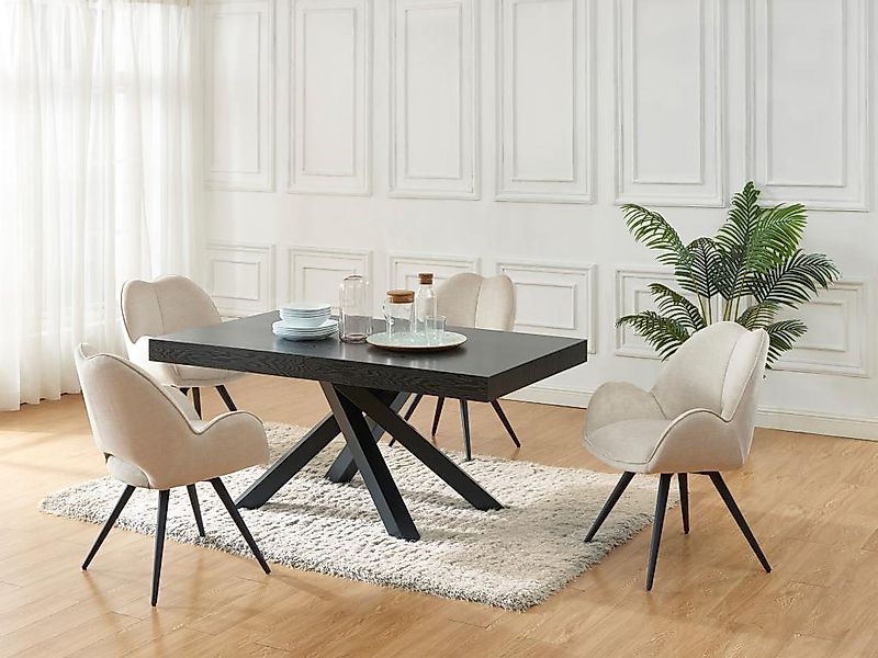 Esstisch ausziehbar - 6 bis 10 Personen - MDF & Metall - Schwarz - CATONAV günstig online kaufen