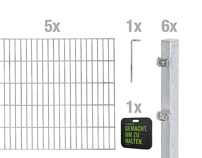 Alberts Doppelstabmattenzaun Grundset, (Set), Höhe: 80-160 günstig online kaufen
