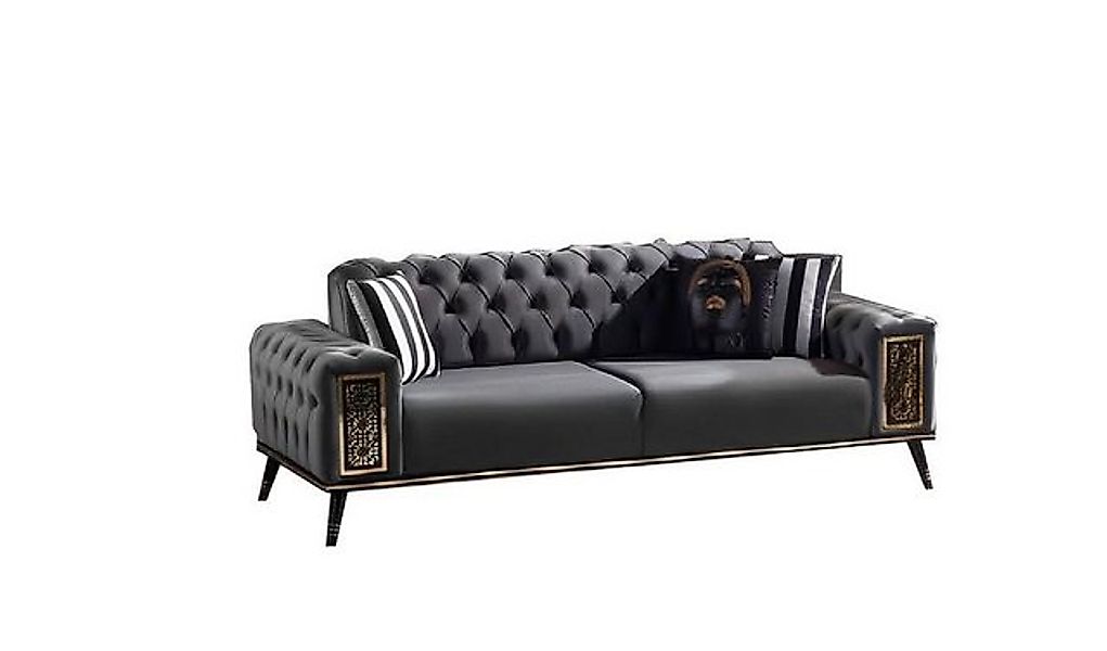 Xlmoebel Chesterfield-Sofa Wohnzimmer Luxus Sofa mit drei Sitzplätzen in Sc günstig online kaufen