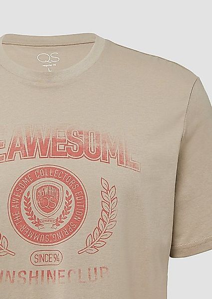 QS Kurzarmshirt Basic T-Shirt mit platziertem Druck Artwork günstig online kaufen