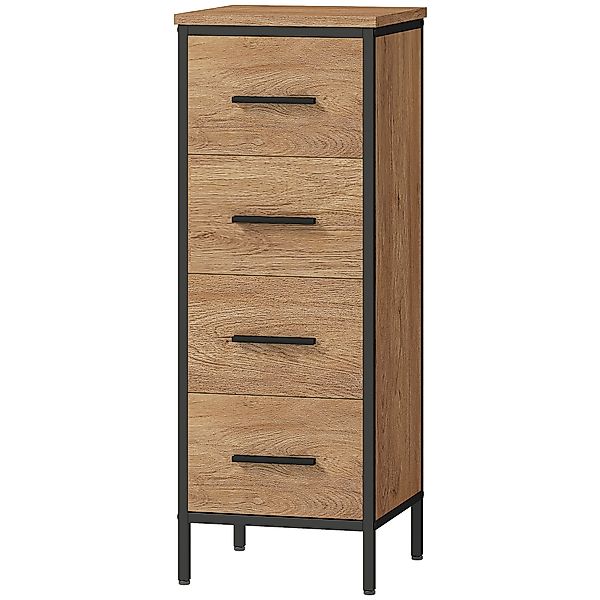 HOMCOM Schmaler Badezimmerschrank mit 4 Schubladen und Stahlstruktur, Badek günstig online kaufen