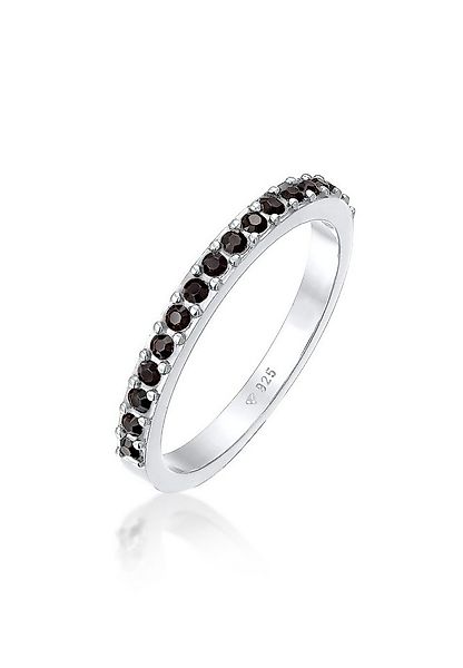 Elli Fingerring Memoire Bandring Schwarz 925 Silber, mit Kristallen von Swa günstig online kaufen
