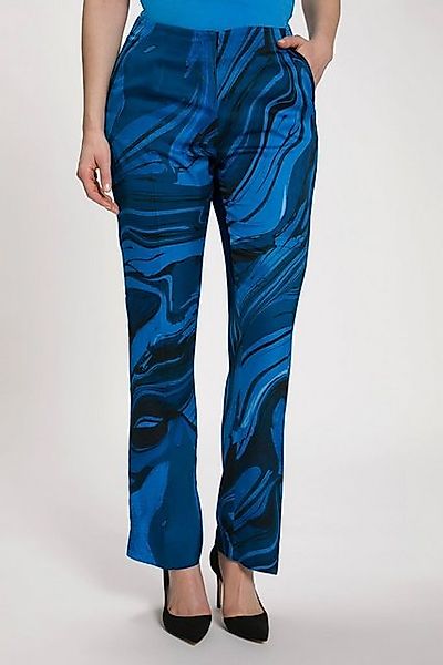 Ulla Popken Funktionshose Hose Marmor-Design Bundfalte ausgestellter Saum günstig online kaufen