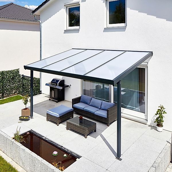 Terrassenüberdachung Premium Bausatz (BxT) 410 cm x 306 cm Anthrazit günstig online kaufen