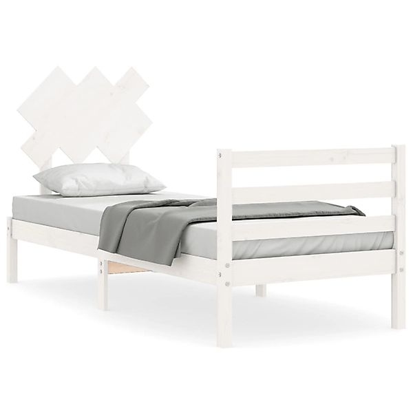 vidaXL Massivholzbett mit Kopfteil Weiß 3195252 günstig online kaufen