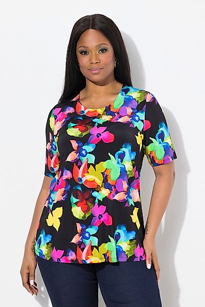 Ulla Popken T-Shirt Slinky-Shirt Blüten A-Linie günstig online kaufen