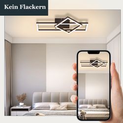 Nettlife LED Deckenleuchte Schwarz/Weiß Eckig Wohnzimmer günstig online kaufen