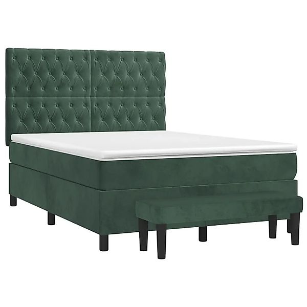 vidaXL Boxspringbett mit Matratze Dunkelgrün 140x200 cm Samt 3138028 günstig online kaufen
