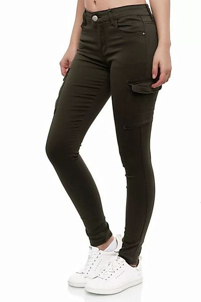 MiSS RJ High-waist-Jeans Denim Cargo Jeans Hose Stretch Treggings Röhrenjea günstig online kaufen