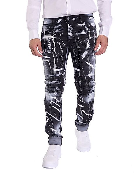 KINGZ Slim-fit-Jeans Lässige Batik Herren Biker Designer Jeans günstig online kaufen