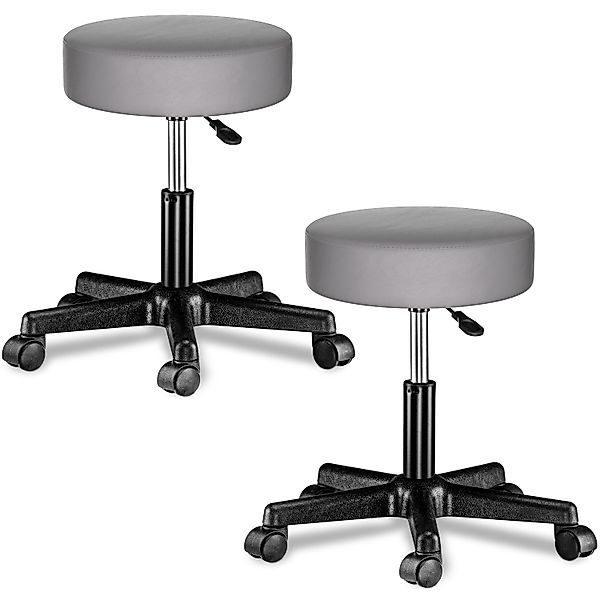 Rollhocker Kunstleder 2er-Set Grau 360° drehbar günstig online kaufen