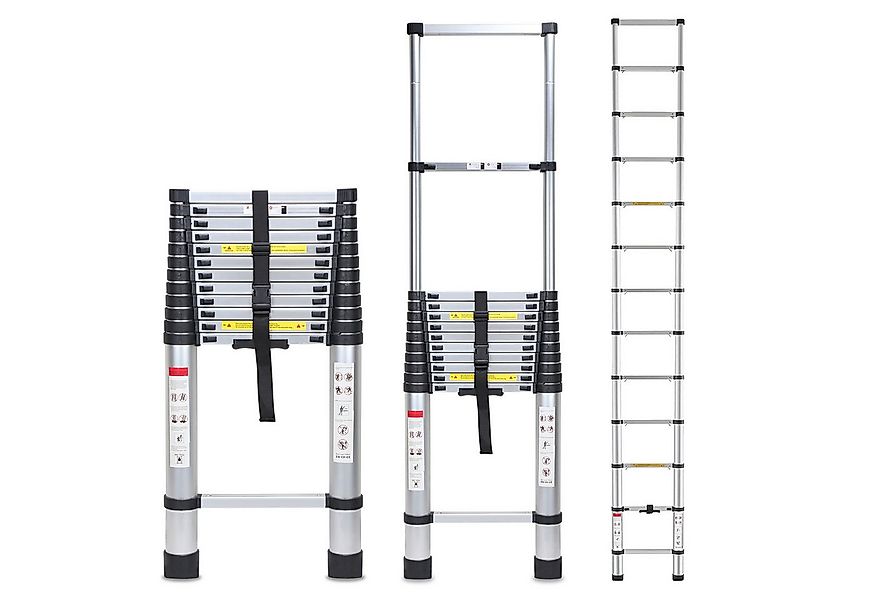 Clanmacy Teleskopleiter Teleskopleiter 5m Stehleiter Mehrzweckleiter Alu An günstig online kaufen