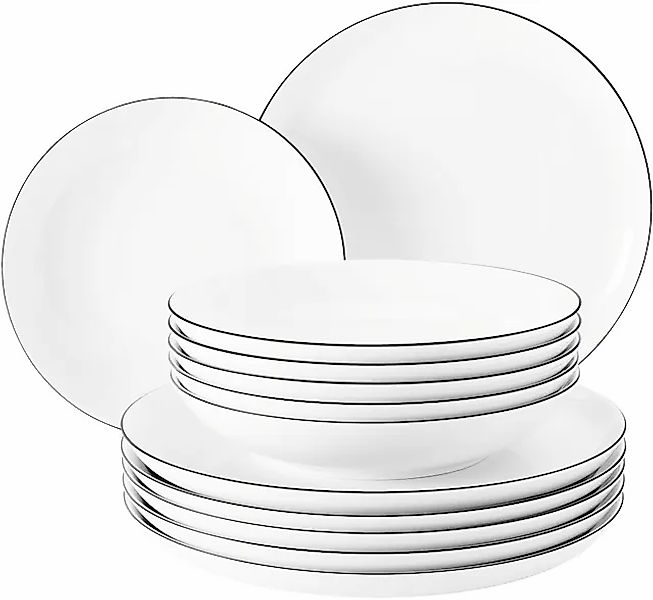 Seltmann Weiden Tafelservice »Teller Set, Geschirr-Set Lido Black Line« Tel günstig online kaufen