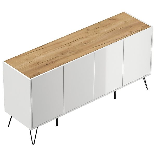 Posseik Sideboard Industrial H Stehend 4 Türen 155 cm Weiß Eiche Top günstig online kaufen