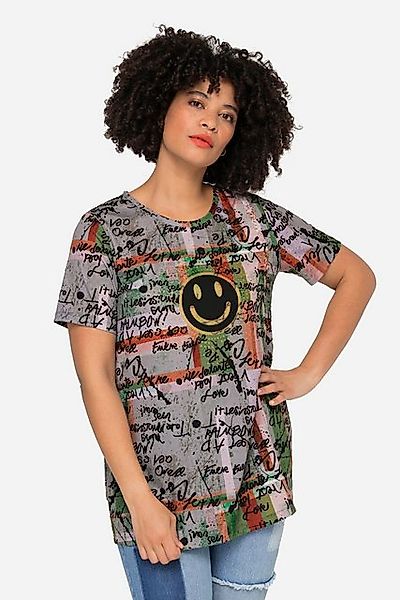 Angel of Style T-Shirt T-Shirt oversized Scribble-Muster Smiley Rundhals günstig online kaufen