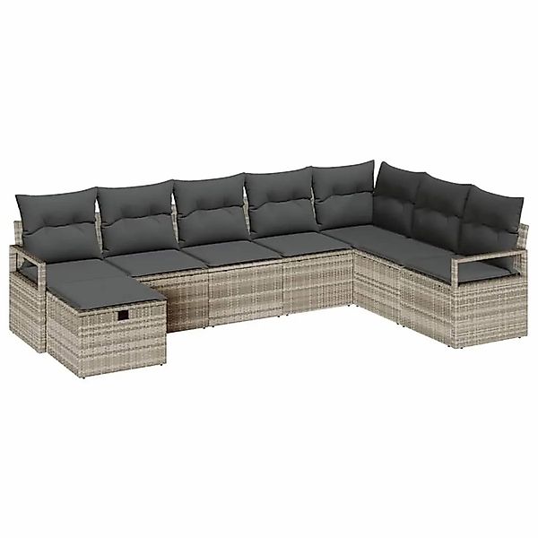 vidaXL Sofa Set mit Kissen mit Speicher Hellgrau Poly-Rattan 3359231 günstig online kaufen