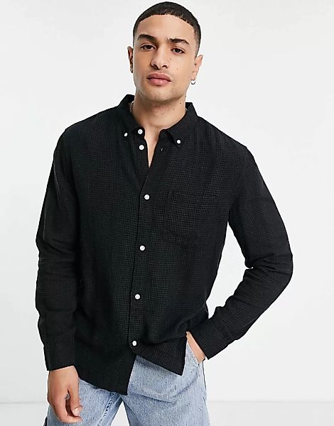 Weekday – Malcon – Strukturiertes Hemd in Schwarz günstig online kaufen