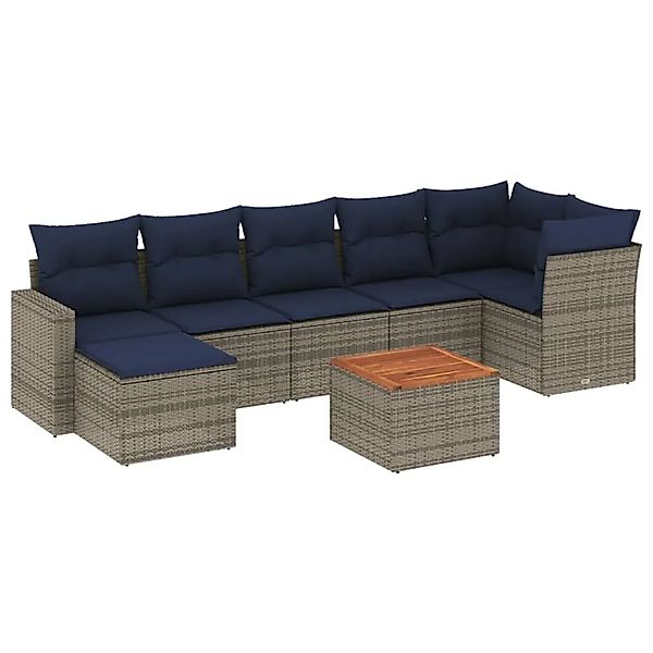vidaXL 8-Tlg Gartensofa-Set mit Kissen Grau Polyrattan 3256565 günstig online kaufen