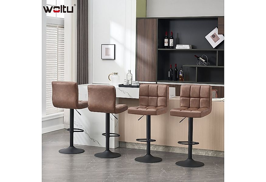 Woltu Barhocker (2 St), mit Rückenlehne Kunstleder in Antiklederoptik günstig online kaufen