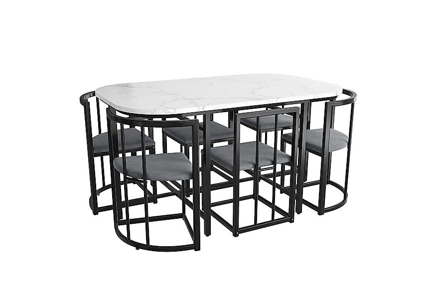 Flieks Essgruppe, (7-tlg), Esstisch mit 6 Stühlen mit Rückenlehnen Set Essz günstig online kaufen