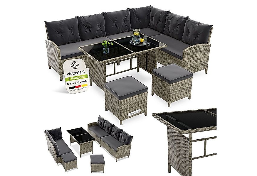 Juskys Gartenlounge-Set Manacor, (Gartenlounge), Polyrattan Gartenmöbel-Set günstig online kaufen