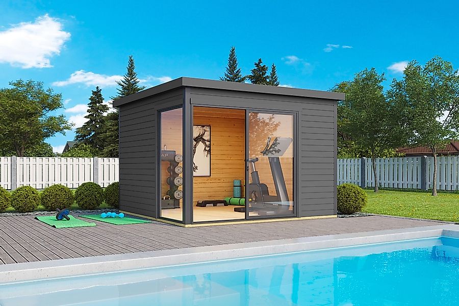 LASITA MAJA Gartenhaus "DOMEO 1 CARBONGRAU/ANTHRAZIT", (Set), Fundamentmass günstig online kaufen