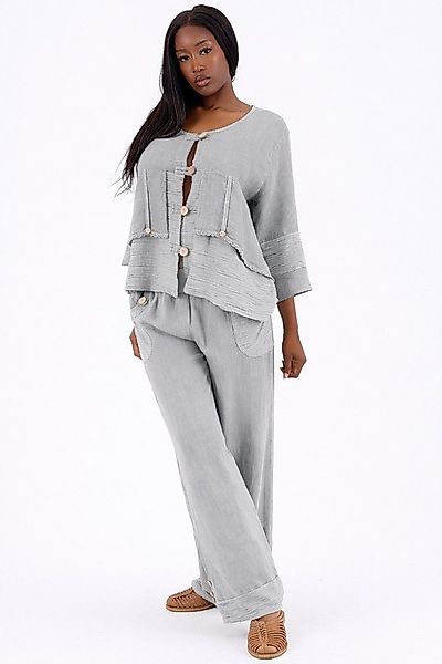 YC Fashion & Style Hosenanzug Boho Leinen-Zweiteiler aus 100 % Leinen mit K günstig online kaufen