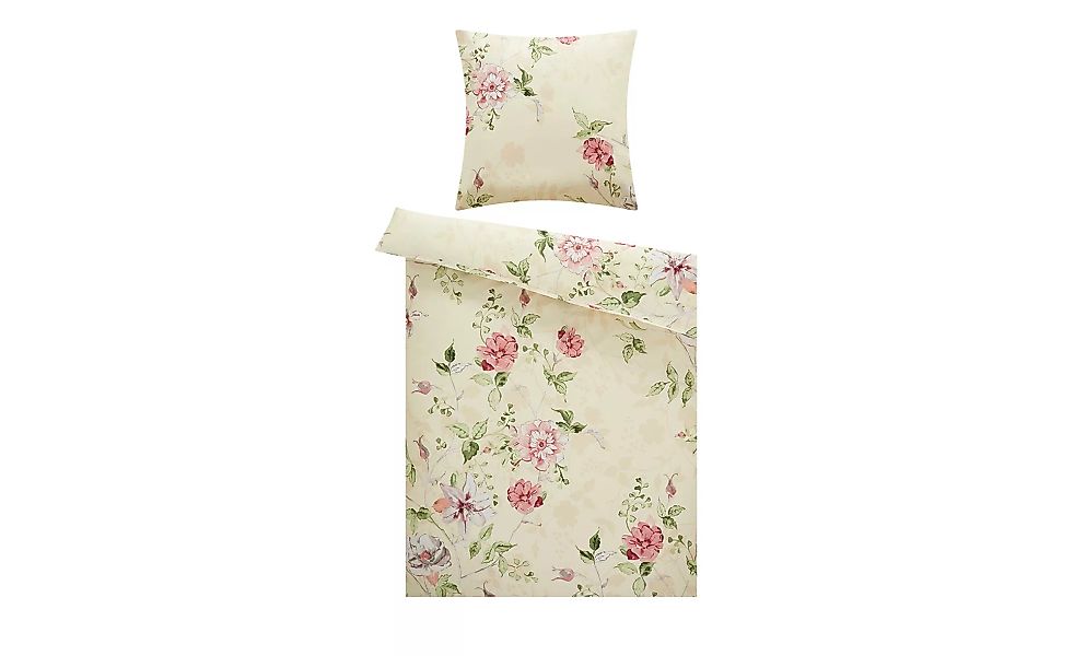 AURO Satin Bettwäsche   Floral - grün - 100% Baumwolle - 135 cm - Bettwaren günstig online kaufen