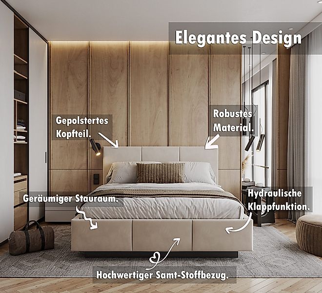 thematys Polsterbett Stauraumbett aus Velours 90x200, günstig online kaufen